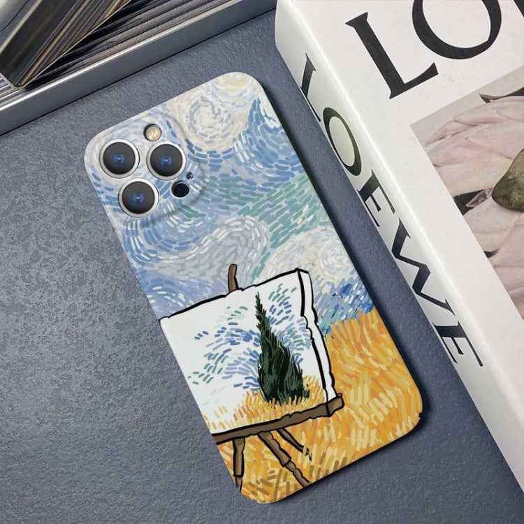 For iPhone 12 Pro Precise Hole Oil Painting Pattern PC Phone Case(Landscape Painting) - iPhone 12 / 12 Pro Cases by PMC TechLife | Online Shopping South Africa | PMC TechLife