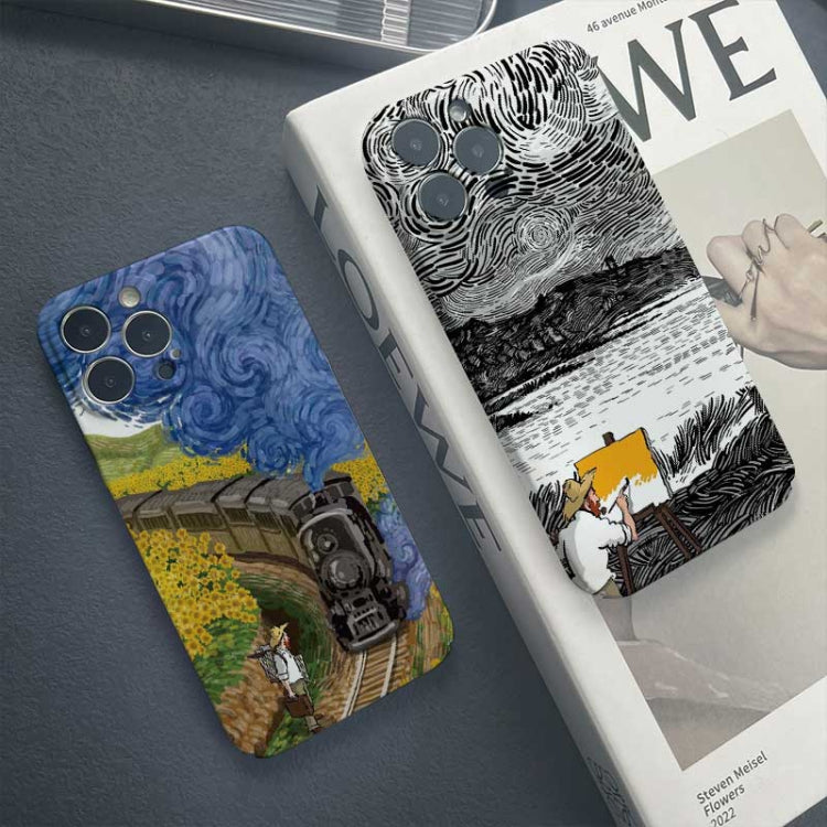 For iPhone XS Max Precise Hole Oil Painting Pattern PC Phone Case(Inkwash) - More iPhone Cases by PMC Jewellery | Online Shopping South Africa | PMC Jewellery