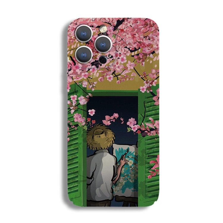 For iPhone XS Max Precise Hole Oil Painting Pattern PC Phone Case(Peach Blossom) - More iPhone Cases by PMC TechLife | Online Shopping South Africa | PMC TechLife