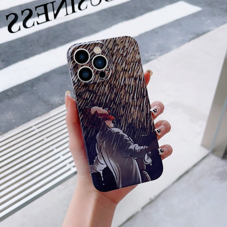 For iPhone 14 Plus Precise Hole Oil Painting Pattern PC Phone Case(Rain) - iPhone 14 Plus Cases by PMC Jewellery | Online Shopping South Africa | PMC Jewellery