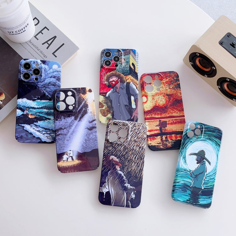 For iPhone X / XS Precise Hole Oil Painting Pattern PC Phone Case(Sunset) - More iPhone Cases by PMC TechLife | Online Shopping South Africa | PMC TechLife