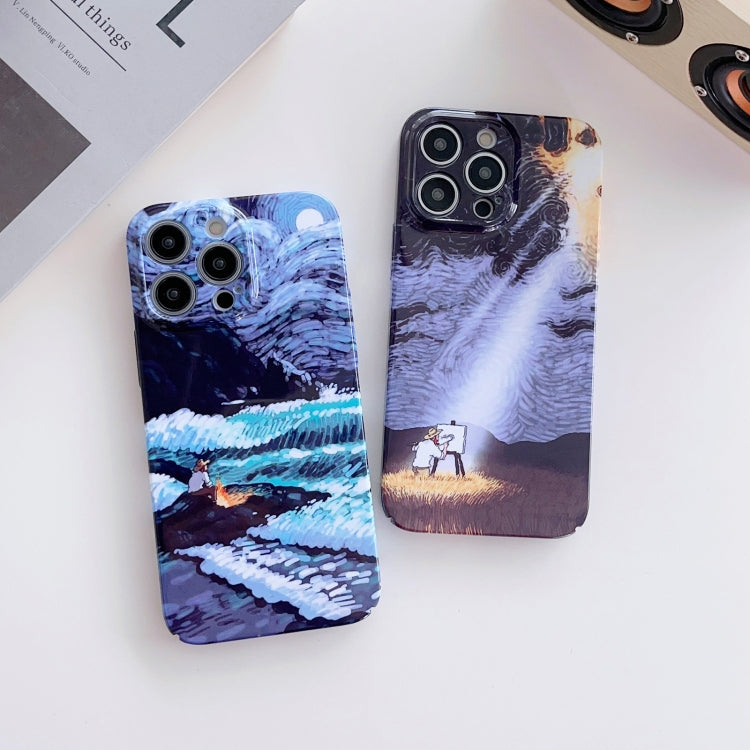 For iPhone 14 Pro Precise Hole Oil Painting Pattern PC Phone Case(Thinker) - iPhone 14 Pro Cases by PMC Jewellery | Online Shopping South Africa | PMC Jewellery