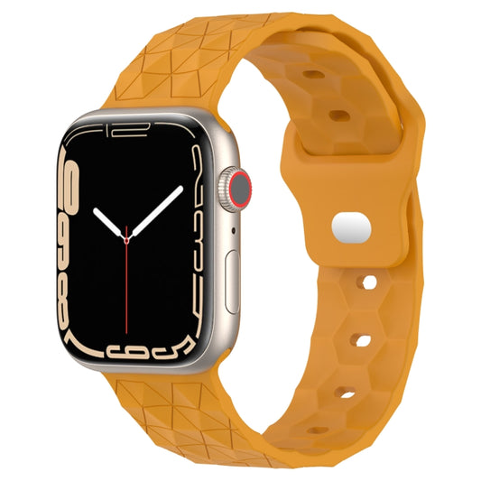 Football Texture Silicone Watch Band For Apple Watch 8 45mm(Yellow) - Watch Bands by PMC Jewellery | Online Shopping South Africa | PMC Jewellery