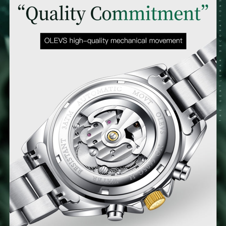 OLEVS 6605 Men Multifunctional Waterproof Mechanical Watch(Green) - Metal Strap Watches by OLEVS | Online Shopping South Africa | PMC Jewellery | Buy Now Pay Later Mobicred