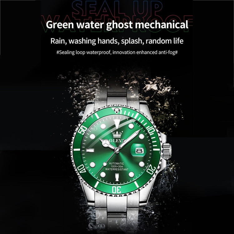 OLEVS 6650 Men Luminous Waterproof Mechanical Watch(Green) - Metal Strap Watches by OLEVS | Online Shopping South Africa | PMC Jewellery