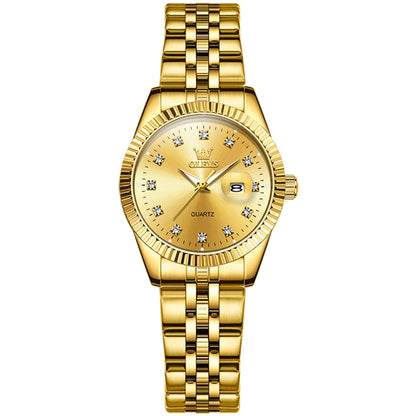 OLEVS 5526 Women Diamond Set Luminous Waterproof Quartz Watch(Gold) - Metal Strap Watches by OLEVS | Online Shopping South Africa | PMC Jewellery