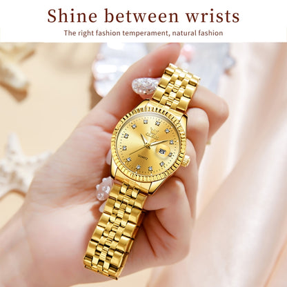 OLEVS 5526 Women Diamond Set Luminous Waterproof Quartz Watch(Gold) - Metal Strap Watches by OLEVS | Online Shopping South Africa | PMC Jewellery