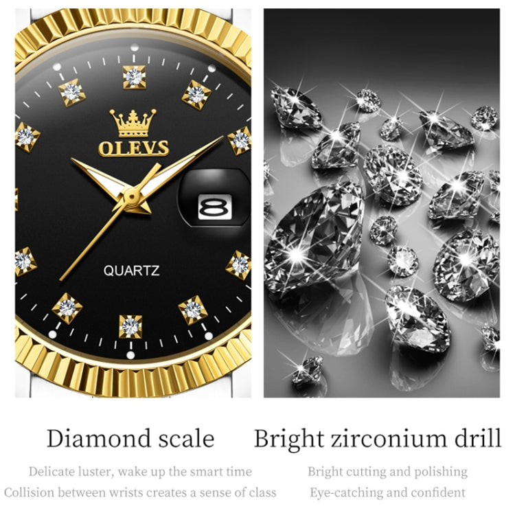 OLEVS 5526 Women Diamond Set Luminous Waterproof Quartz Watch(Black) - Metal Strap Watches by OLEVS | Online Shopping South Africa | PMC Jewellery