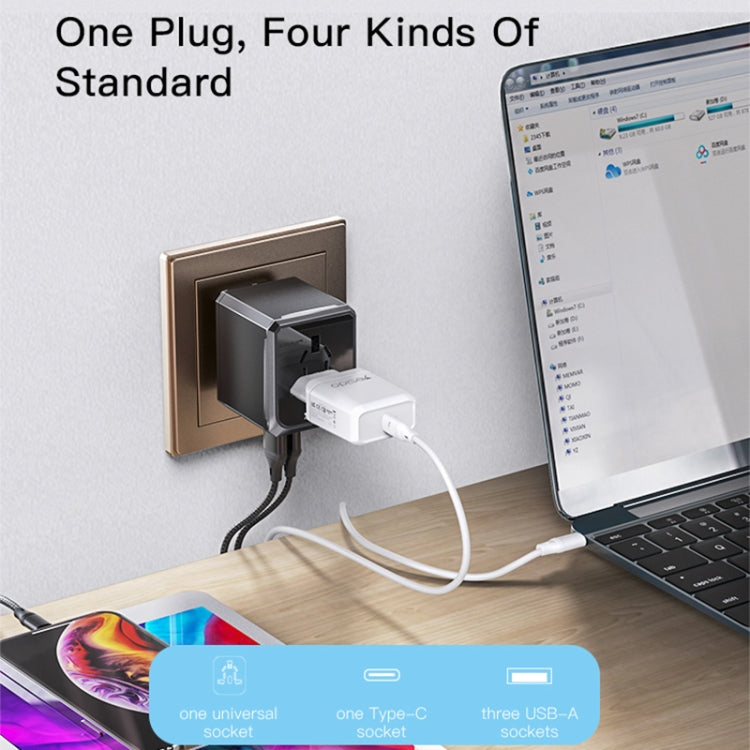 Yesido MC-10 3 USB + Type-C Ports Multi-function Universal Travel Adapter Plug(Black) - Extension Socket by Yesido | Online Shopping South Africa | PMC TechLife | Buy Now Pay Later Mobicred