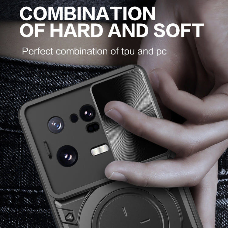 For Xiaomi 13 Pro CD Texture Sliding Camshield Magnetic Holder Phone Case(Silver) - free shipping - PMC TechLife - Order now!