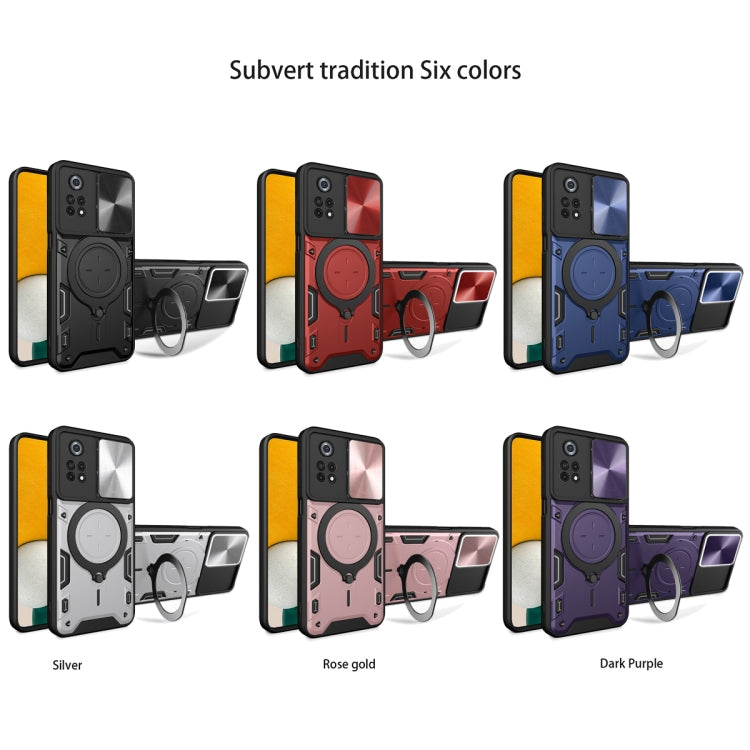 For Xiaomi Poco X4 Pro 5G CD Texture Sliding Camshield Magnetic Holder Phone Case(Black) - free shipping - PMC TechLife - Order now!