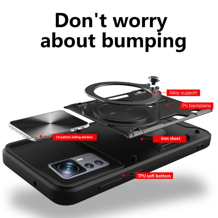 For Xiaomi 12T / 12T Pro CD Texture Sliding Camshield Magnetic Holder Phone Case(Red) - free shipping - PMC TechLife - Order now!