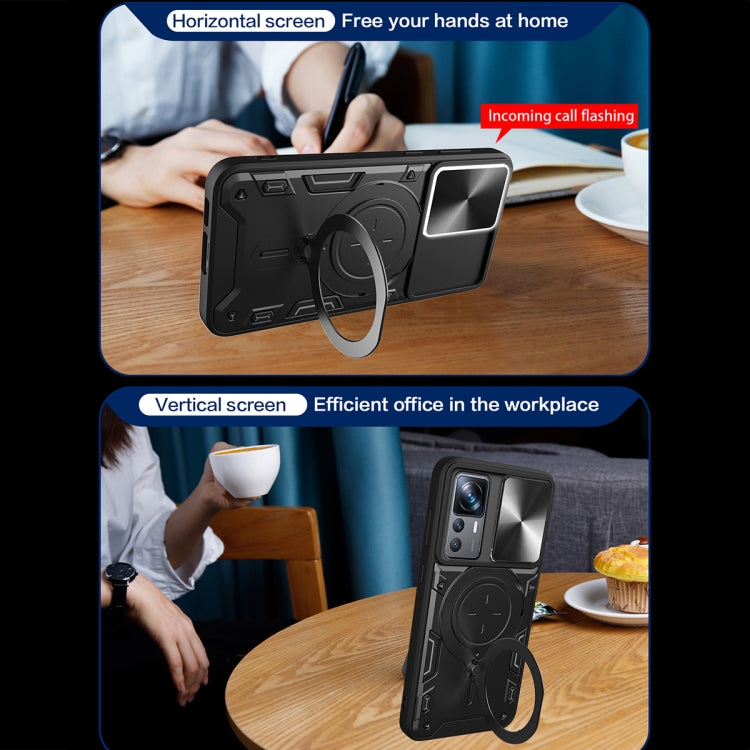 For Xiaomi 12T / 12T Pro CD Texture Sliding Camshield Magnetic Holder Phone Case(Red) - free shipping - PMC TechLife - Order now!