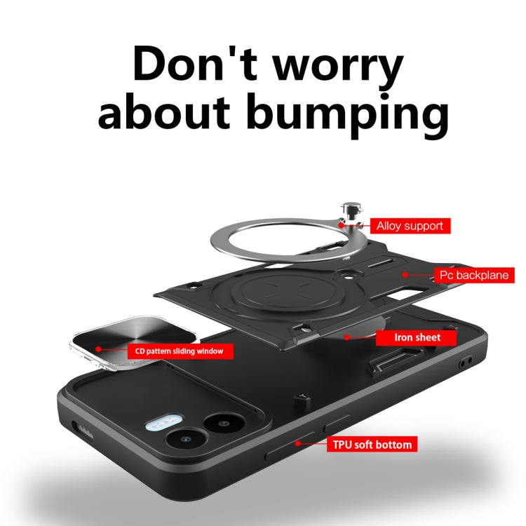 For Xiaomi Redmi A1 4G CD Texture Sliding Camshield Magnetic Holder Phone Case(Red) - free shipping - PMC TechLife - Order now!