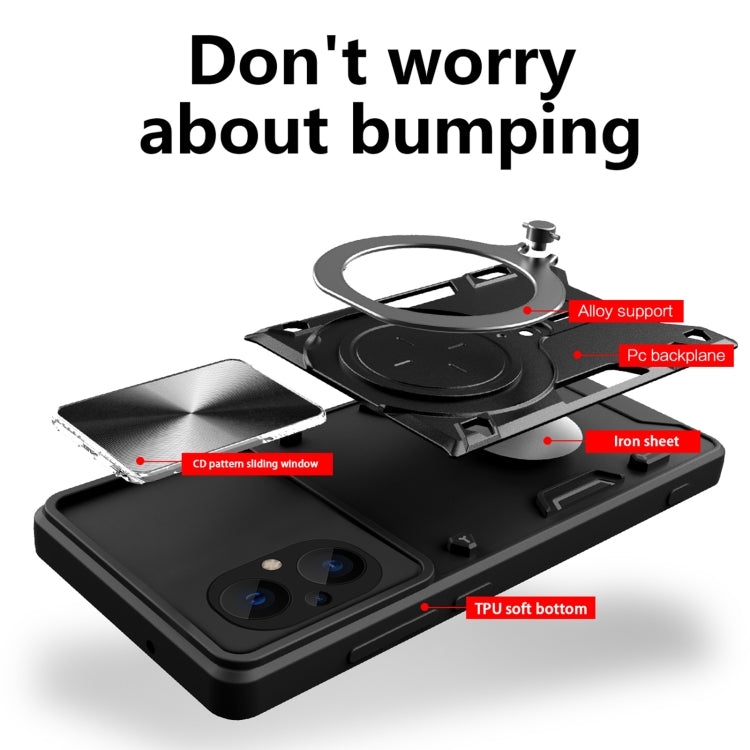 For Xiaomi Poco M5 5G CD Texture Sliding Camshield Magnetic Holder Phone Case(Red) - free shipping - PMC TechLife - Order now!