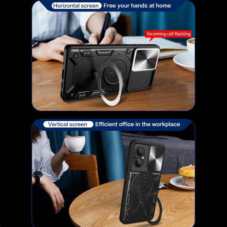 For Xiaomi Poco M5 5G CD Texture Sliding Camshield Magnetic Holder Phone Case(Purple) - free shipping - PMC TechLife - Order now!