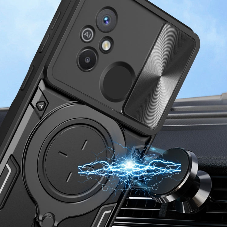 For Xiaomi Redmi 12C CD Texture Sliding Camshield Magnetic Holder Phone Case(Silver) - free shipping - PMC TechLife - Order now!