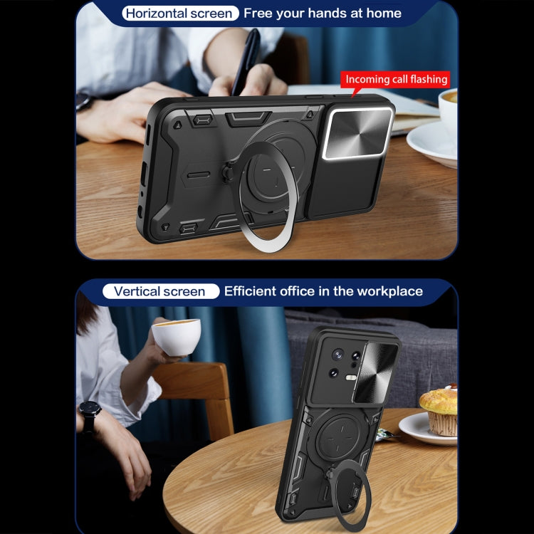 For Xiaomi 13 CD Texture Sliding Camshield Magnetic Holder Phone Case(Blue) - free shipping - PMC TechLife - Order now!