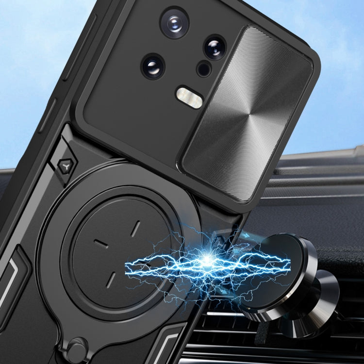 For Xiaomi 13 CD Texture Sliding Camshield Magnetic Holder Phone Case(Silver) - free shipping - PMC TechLife - Order now!