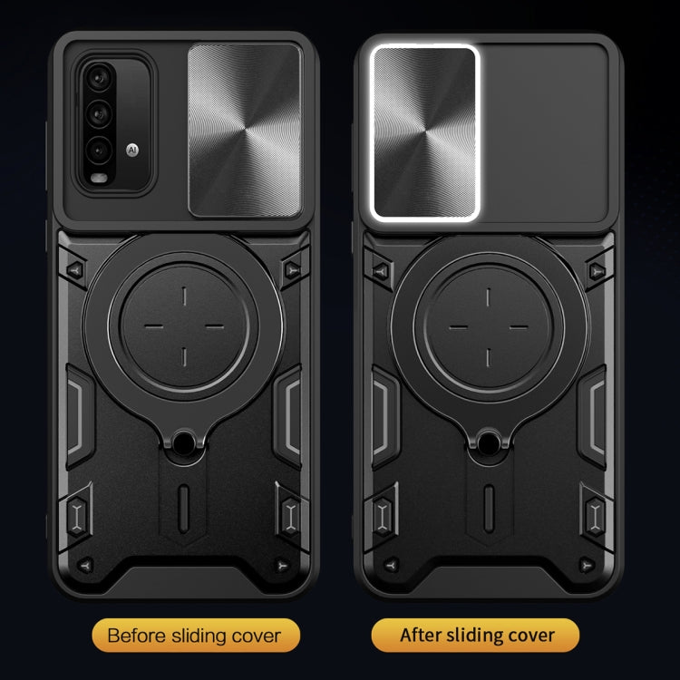 For Xiaomi Redmi Note 9 4G / Poco M3 CD Texture Sliding Camshield Magnetic Holder Phone Case(Black) - free shipping - PMC TechLife - Order now!