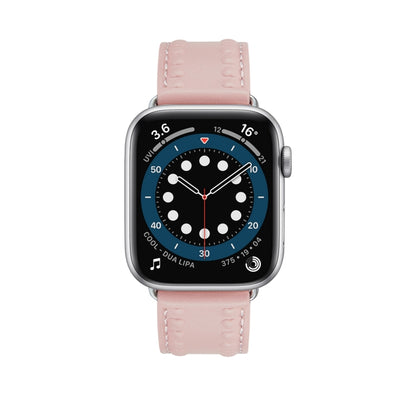 Embossed Love Genuine Leather Watch Band For Apple Watch 7 41mm(Pink) - Watch Bands by PMC Jewellery | Online Shopping South Africa | PMC Jewellery