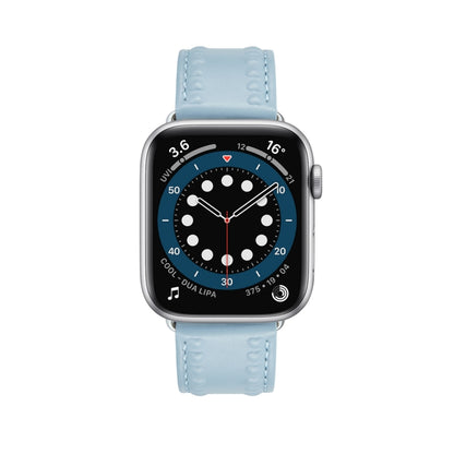 Embossed Love Genuine Leather Watch Band For Apple Watch 4 40mm(Blue) - Watch Bands by PMC Jewellery | Online Shopping South Africa | PMC Jewellery