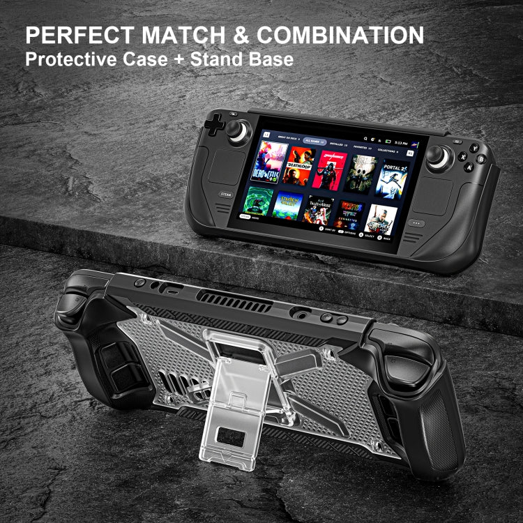 For Steam Deck Shockproof Game Console Case with Holder & Shoulder Strap(Black+Transparent) - Accessories by PMC Jewellery | Online Shopping South Africa | PMC Jewellery