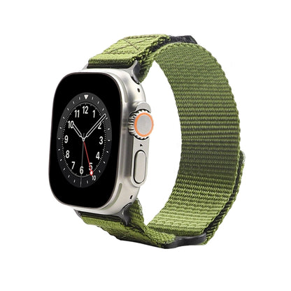 Nylon Two Section Watch Band For Apple Watch 8 41mm(Dark Green) - Watch Bands by PMC Jewellery | Online Shopping South Africa | PMC Jewellery