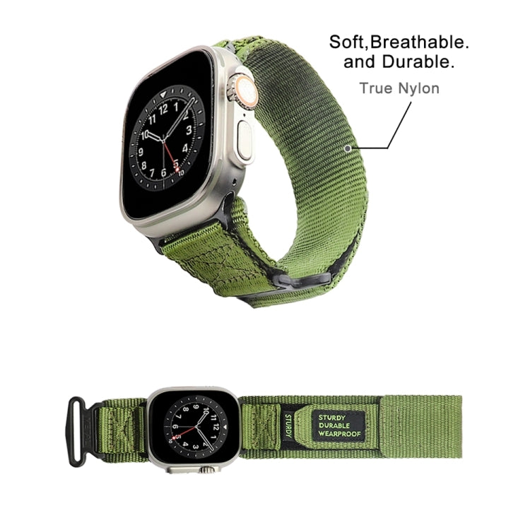 Nylon Two Section Watch Band For Apple Watch 8 45mm(Dark Green) - Watch Bands by PMC TechLife | Online Shopping South Africa | PMC TechLife