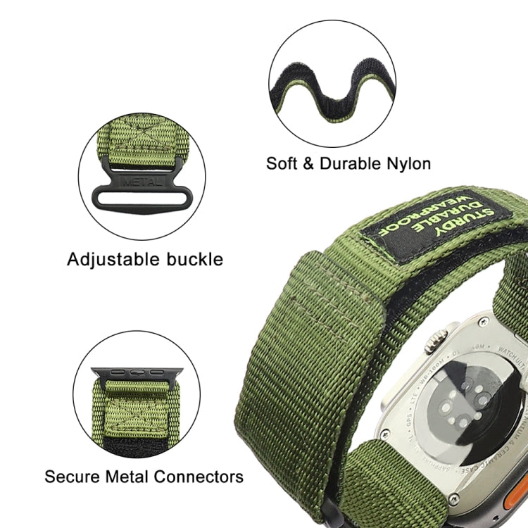 Nylon Two Section Watch Band For Apple Watch 8 45mm(Dark Green) - Watch Bands by PMC TechLife | Online Shopping South Africa | PMC TechLife