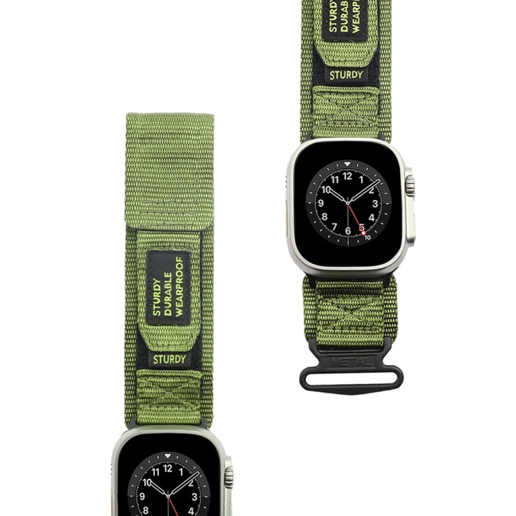 Nylon Two Section Watch Band For Apple Watch 8 45mm(Dark Green) - Watch Bands by PMC TechLife | Online Shopping South Africa | PMC TechLife