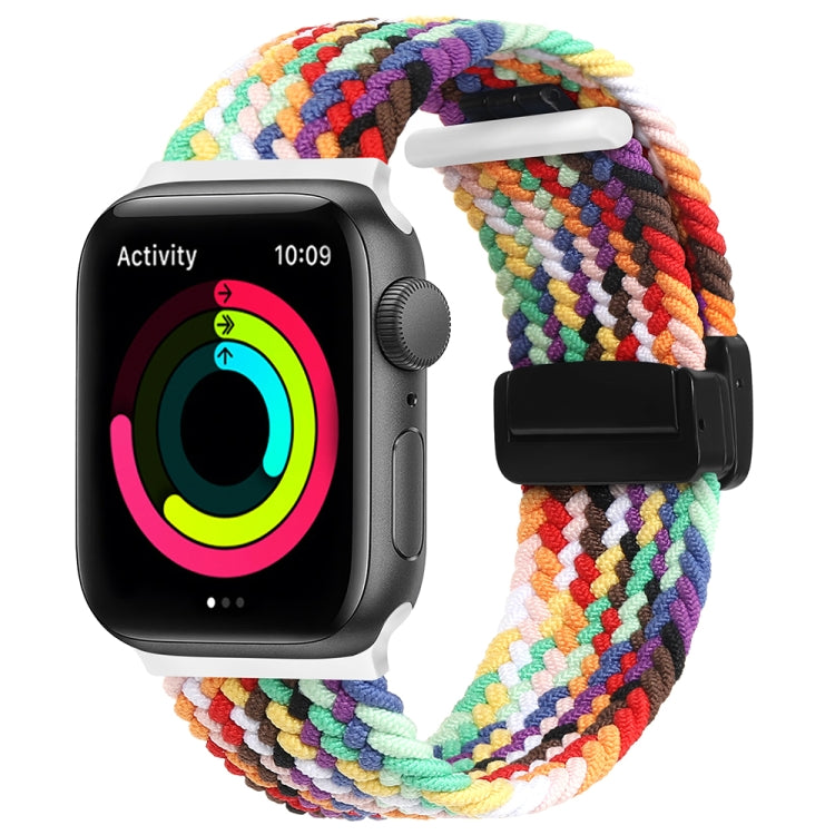 Magnetic Fold Clasp Woven Watch Band For Apple Watch 6 40mm(Rainbow Color) - Watch Bands by PMC Jewellery | Online Shopping South Africa | PMC Jewellery