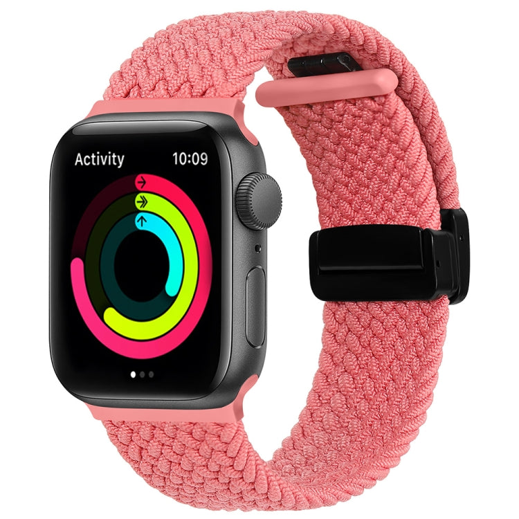 Magnetic Fold Clasp Woven Watch Band For Apple Watch 4 44mm(Pink) - Watch Bands by PMC TechLife | Online Shopping South Africa | PMC TechLife