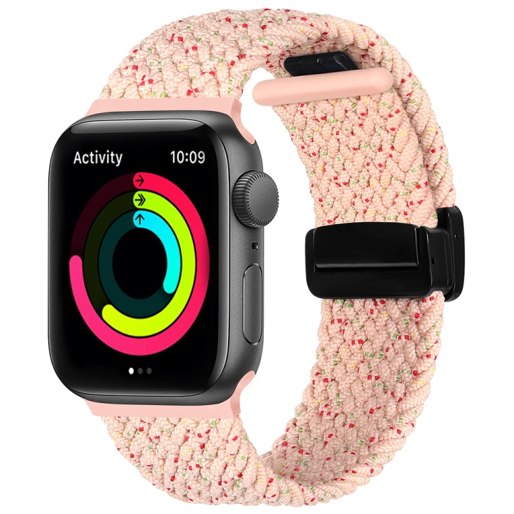 Magnetic Fold Clasp Woven Watch Band For Apple Watch 4 44mm(Starlight Pink) - Watch Bands by PMC TechLife | Online Shopping South Africa | PMC TechLife