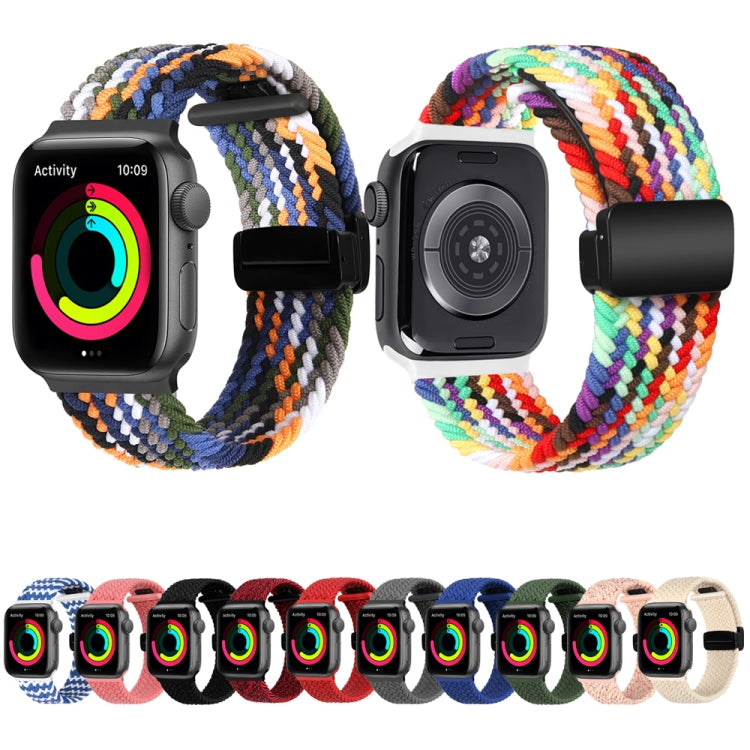 Magnetic Fold Clasp Woven Watch Band For Apple Watch 42mm(Rainbow Color) - Watch Bands by PMC Jewellery | Online Shopping South Africa | PMC Jewellery