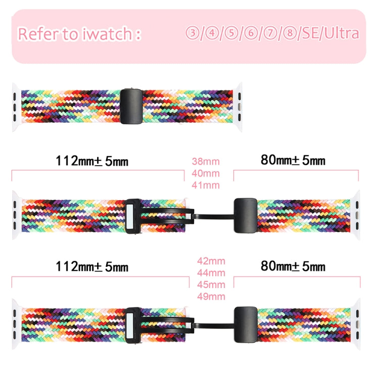 Magnetic Fold Clasp Woven Watch Band For Apple Watch 6 40mm(Rainbow Color) - Watch Bands by PMC Jewellery | Online Shopping South Africa | PMC Jewellery