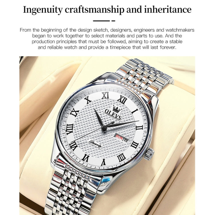 OLEVS 5562 Men Multifunctional Business Waterproof Quartz Watch(White) - Metal Strap Watches by OLEVS | Online Shopping South Africa | PMC Jewellery