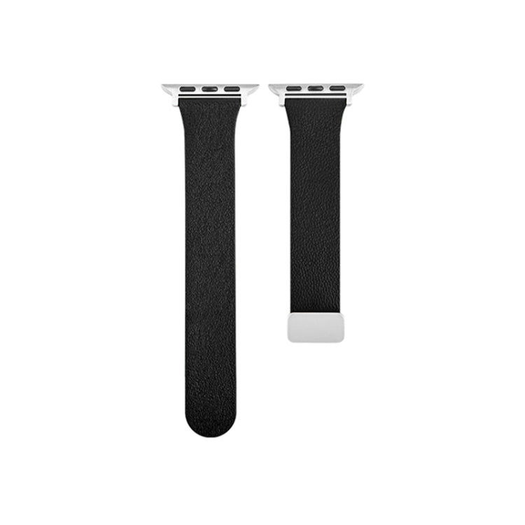 Sheepskin Texture Magnetic Folding Buckle Watch Band For Apple Watch Ultra 49mm(Black) - Watch Bands by PMC Jewellery | Online Shopping South Africa | PMC Jewellery