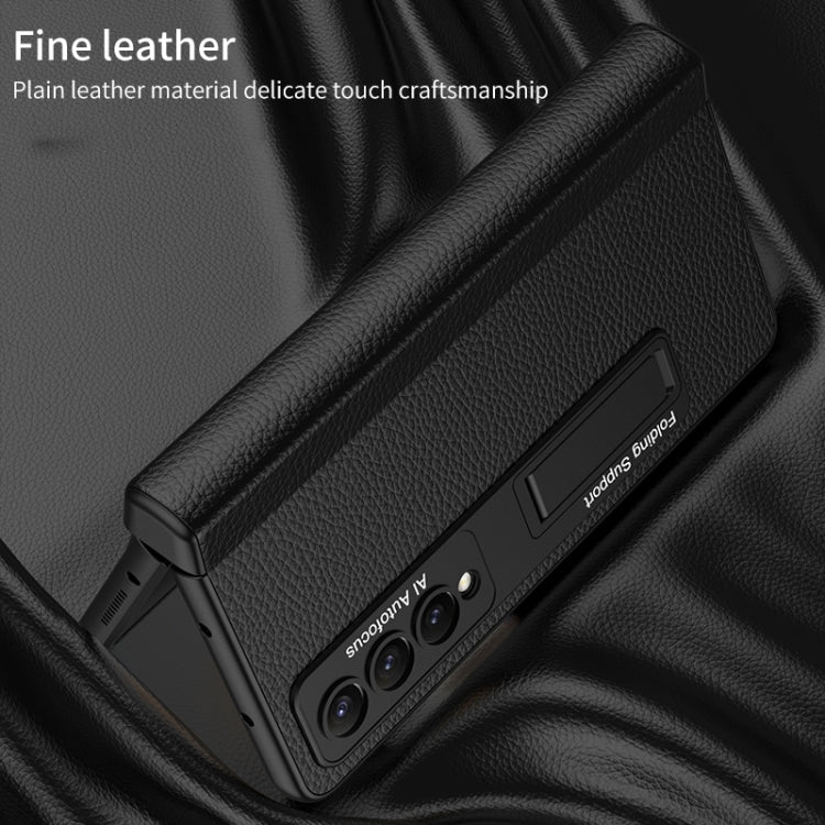 For Samsung Galaxy Z Fold4 GKK Integrated Fold Hinge Leather Phone Case with Holder(Black) - free shipping - PMC TechLife - Order now!