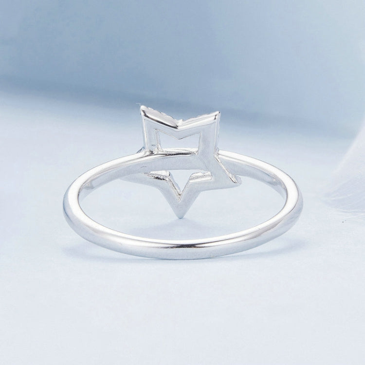 BSR450-7 S925 Sterling Silver White Gold Plated Hollow Star Ring Hand Decoration - Rings by PMC Jewellery | Online Shopping South Africa | PMC Jewellery