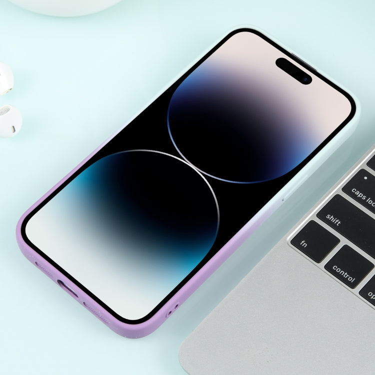 For iPhone 14 Pro Gradient Starry Silicone Phone Case with Lens Film(White Purple) - free shipping - PMC TechLife - Order now!