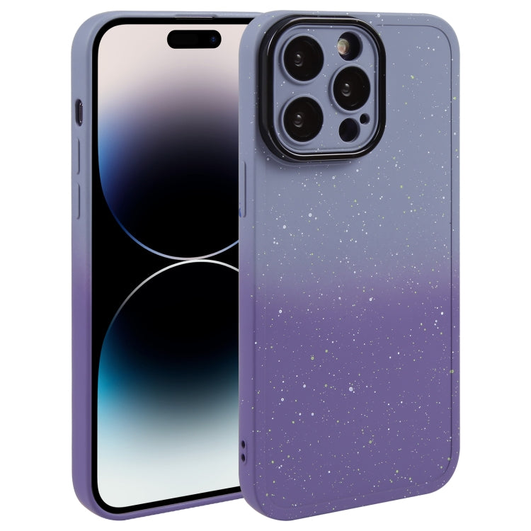 For iPhone 14 Pro Max Gradient Starry Silicone Phone Case with Lens Film(Grey Purple) - free shipping - PMC TechLife - Order now!