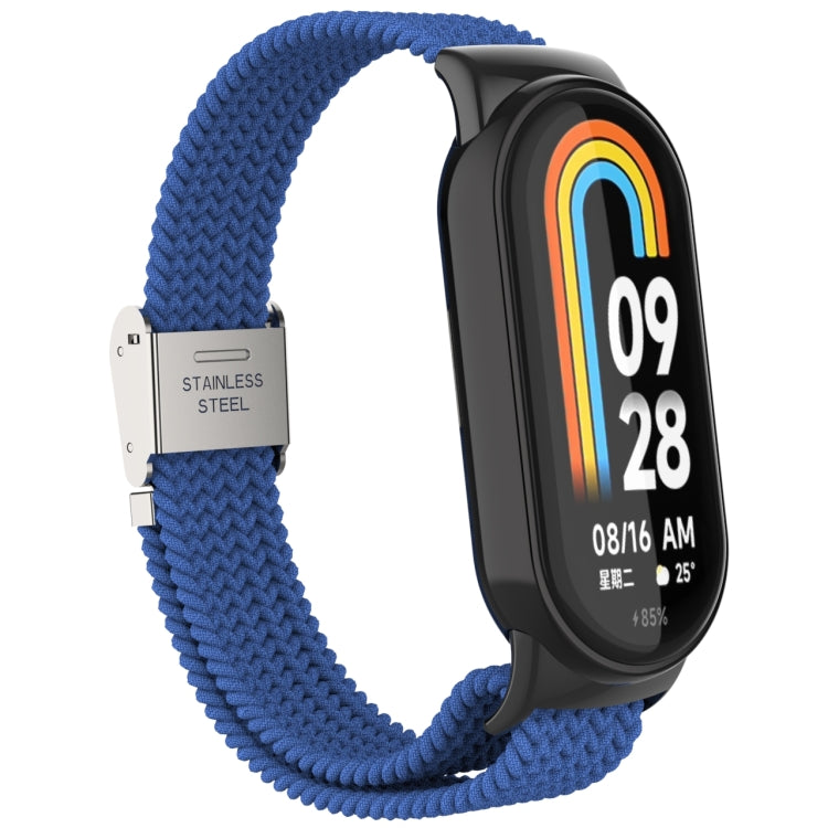 For Xiaomi Mi Band 8 Metal Head + Adjustable Nylon Braided Steel Buckle Watch Band(Cold Blue) - Watch Bands by PMC Jewellery | Online Shopping South Africa | PMC Jewellery