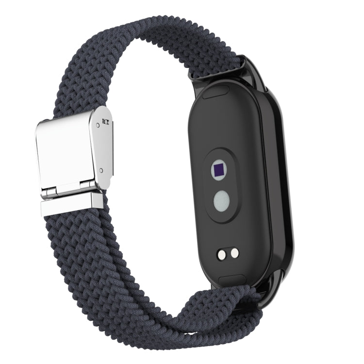 For Xiaomi Mi Band 8 Metal Head + Adjustable Nylon Braided Steel Buckle Watch Band(Charcoal) - Watch Bands by PMC Jewellery | Online Shopping South Africa | PMC Jewellery