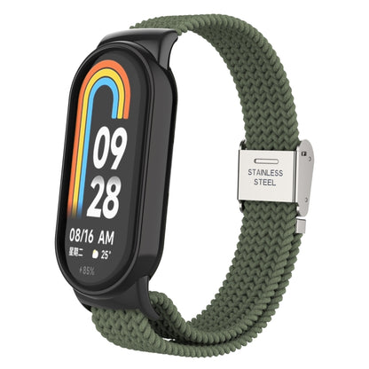 For Xiaomi Mi Band 8 Metal Head + Adjustable Nylon Braided Steel Buckle Watch Band(Dark Green) - Watch Bands by PMC Jewellery | Online Shopping South Africa | PMC Jewellery