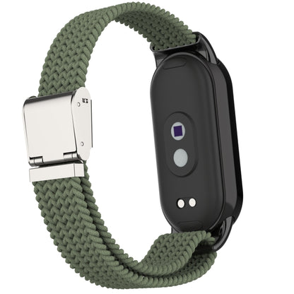 For Xiaomi Mi Band 8 Metal Head + Adjustable Nylon Braided Steel Buckle Watch Band(Dark Green) - Watch Bands by PMC Jewellery | Online Shopping South Africa | PMC Jewellery