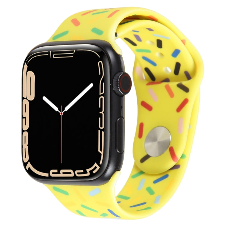 Rainbow Raindrops Silicone Watch Band For Apple Watch 7 45mm(Yellow) - Watch Bands by PMC TechLife | Online Shopping South Africa | PMC TechLife