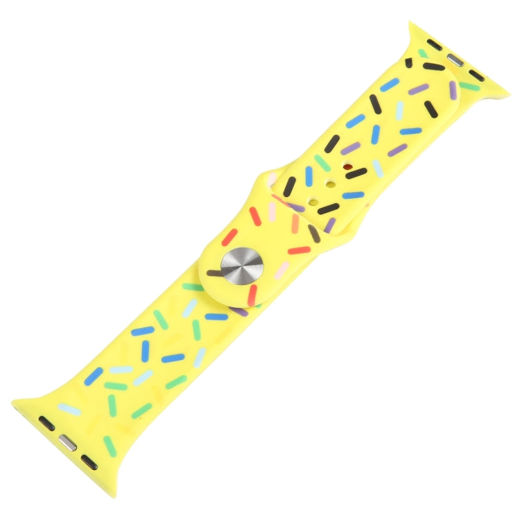 Rainbow Raindrops Silicone Watch Band For Apple Watch 7 45mm(Yellow) - Watch Bands by PMC TechLife | Online Shopping South Africa | PMC TechLife