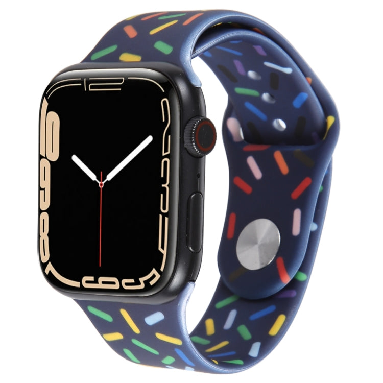 Rainbow Raindrops Silicone Watch Band For Apple Watch 7 45mm(Midnight) - Watch Bands by PMC TechLife | Online Shopping South Africa | PMC TechLife