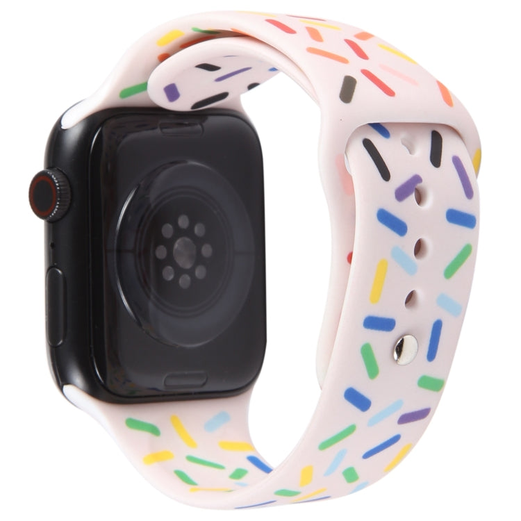 Rainbow Raindrops Silicone Watch Band For Apple Watch SE 2022 44mm(Pink) - Watch Bands by PMC TechLife | Online Shopping South Africa | PMC TechLife